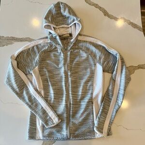 Athleta Gray White Zip-up Hoodie Textured Running Walking Size Medium